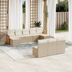 VidaXL Set Divano da Giardino 10 pz con Cuscini Beige in Polyrattan