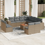 VidaXL Set Divani da Giardino 12 pz con Cuscini Beige in Polyrattan