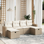 VidaXL Set Divano da Giardino 6 pz con Cuscini Beige in Polyrattan