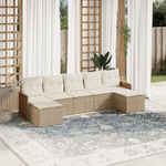 VidaXL Set Divani da Giardino 7 pz con Cuscini Beige in Polyrattan