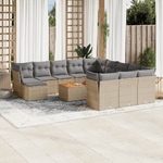 VidaXL Set Divano da Giardino 13 pz con Cuscini Beige in Polyrattan