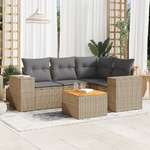 VidaXL Set Divano da Giardino 5 pz con Cuscini Beige in Polyrattan