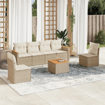 VidaXL Set Divani da Giardino 7 pz con Cuscini Beige in Polyrattan