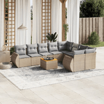 VidaXL Set Divano da Giardino 10 pz con Cuscini Beige in Polyrattan