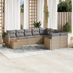 VidaXL Set Divano da Giardino 10 pz con Cuscini Beige Misto Polyrattan