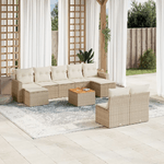 VidaXL Set Divano da Giardino 10 pz con Cuscini Beige in Polyrattan