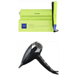 SET GHD  PIASTRA CHRONOS LIME VERDE CON POCHETTE PIU' PHON HELIOS NERO IN OMAGGIO Q6 ELGON HAIR REPAIR SYSTEM