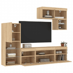 vidaXL Mobili TV a Muro con LED 6pz Rovere Sonoma Legno ingegnerizzato