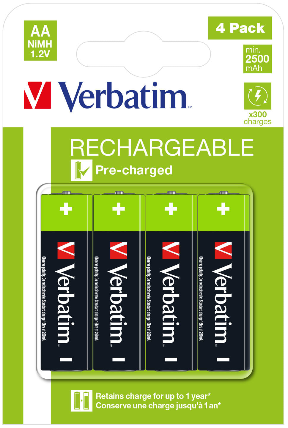 Verbatim 49517 batteria per uso domestico Batteria ricaricabile Stilo AA Nichel-Metallo Idruro [NiMH] (RECHAR BATTERY AA