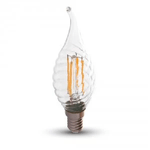 V-TAC VT-1995 Lampadina LED E14 4W Candela fiamma Twist filamento - Bianco freddo 6000K - SKU 4432