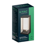 V-TAC Lampada LED da Muro Rettangolare con Pannello Solare e Sensore PIR 1W Colore Nero 3000K IP54