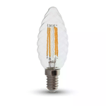 V-TAC Lampadina LED E14 4W 100LM/W Candela Tortiglione Filamento 3000K Dimmerabile