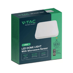 V-TAC Plafoniera LED Quadrata 36W con Telecomando e Sensore di Movimento a Microonde Colore Bianco 4000K IP44