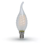 V-TAC VT-1923 Lampadina LED E14 4W Candela fiamma frost twist filamento - Bianco freddo 6400K - SKU 7112