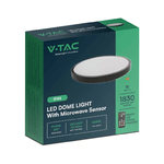 V-TAC Plafoniera LED Rotonda 18W con Telecomando e Sensore di Movimento a Microonde Colore Nero 4000K IP44