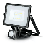 V-TAC PRO Faro LED Chip Samsung 20W con Sensore di Movimento e Crepuscolare e Interruttore Manuale di Bloccaggio Colore Nero 4000K IP65