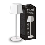 V-TAC Lampada LED da Tavolo 2W Colore Bianco in Alluminio ricaricabile con USB C Touch Dimmerabile 3000K IP54