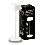 V-TAC Lampada LED da Tavolo 2W Colore Bianco in Alluminio ricaricabile con USB C Touch Dimmerabile 3000K