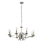 Lampadario Industrial-Nordico Ascot Acciaio Cromo 8 Luci E14