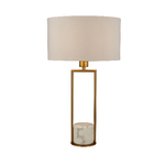 Lampada Da Scrivania Contemporanea Claire Metallo Oro Tessuto Bianco 1 Luce E27