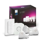 Philips Hue White and Color ambiance Starter Kit Bridge + 3 Lampadine Smart GU10 35W + Dimmer Switch