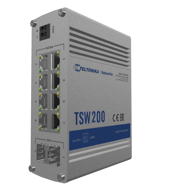 Teltonika-TSW200-switch-di-rete-Non-gestito-Gigabit-Ethernet--10-100-1000--Supporto-Power-over-Ethernet--PoE--Alluminio