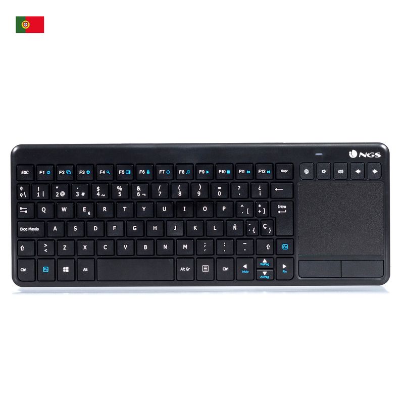 Tastiera-wireless-NGS-con-touchpad-con-tasti-multimediali-da-24-GHz---QWERTY-portoghese---Colore-nero