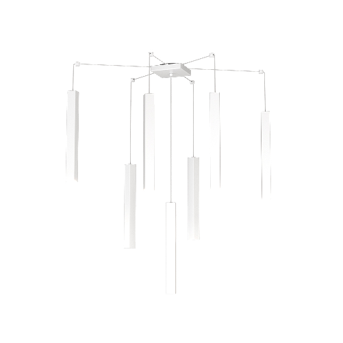 Sospensione Moderna Square Tube Metallo Bianco 7 Luci Gu10