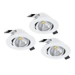 Faretto Ad Incasso Moderno Saliceto In Alluminio Bianco 3 Luci Led 6W 4000K