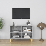 vidaXL Mobile TV Gambe in Legno Massello Grigio Sonoma 69,5x30x50 cm