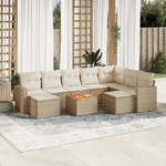 vidaXL Set Divano da Giardino 10 pz con Cuscini Beige in Polyrattan