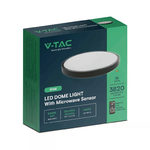 V-TAC Plafoniera LED Rotonda 36W con Telecomando e Sensore di Movimento a Microonde Colore Nero 4000K IP44