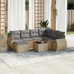 vidaXL Set Divano da Giardino 8 pz con Cuscini Beige in Polyrattan