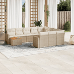 vidaXL Set Divani da Giardino 11 pz con Cuscini Beige in Polyrattan