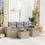 vidaXL Set Divano da Giardino 5 pz con Cuscini Beige in Polyrattan