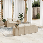 vidaXL Set Divano da Giardino 6 pz con Cuscini Beige in Polyrattan