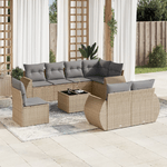 vidaXL Set Divano da Giardino 9 pz con Cuscini Beige in Polyrattan