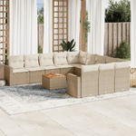 vidaXL Set Divani da Giardino 12 pz con Cuscini Beige in Polyrattan