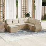 vidaXL Set Divani da Giardino 7 pz con Cuscini Beige in Polyrattan