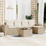 vidaXL Set Divano da Giardino 6 pz con Cuscini Beige in Polyrattan