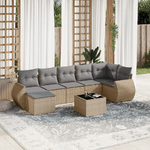 vidaXL Set Divano da Giardino 8 pz con Cuscini Beige in Polyrattan