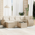 vidaXL Set Divani da Giardino 7 pz con Cuscini Beige in Polyrattan