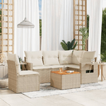 vidaXL Set Divano da Giardino 6 pz con Cuscini Beige in Polyrattan