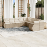 vidaXL Set Divano da Giardino 10 pz con Cuscini Beige in Polyrattan