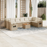 vidaXL Set Divani da Giardino 11 pz con Cuscini Beige in Polyrattan