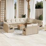 vidaXL Set Divani da Giardino 14pz con Cuscini in Polyrattan Beige