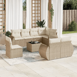 vidaXL Set Divano da Giardino 9 pz con Cuscini Beige in Polyrattan