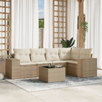 vidaXL Set Divano da Giardino 6 pz con Cuscini Beige in Polyrattan