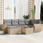 vidaXL Set Divani da Giardino 7 pz con Cuscini Beige in Polyrattan