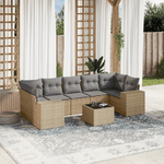 vidaXL Set Divano da Giardino 8 pz con Cuscini Beige in Polyrattan